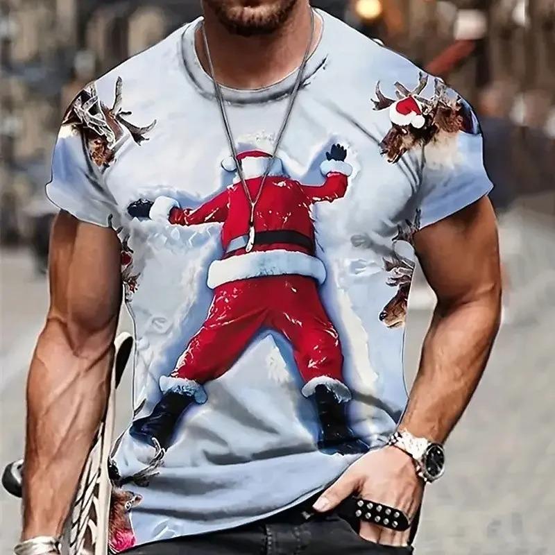 Men's Halloween Sports T-shirt 3D Neutral Skull Print Round Neck Short Sleeved Casual, Comfortable and Fashionable Top