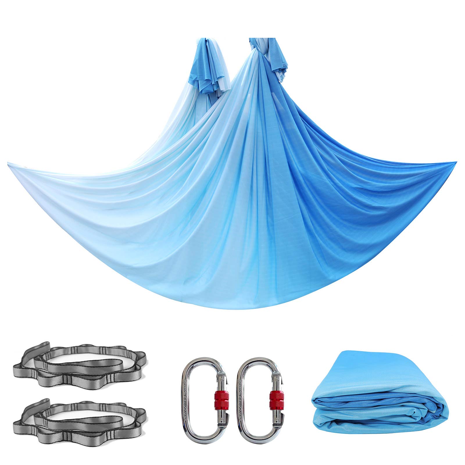 

PRIOR FITNESS 5M Aerial Yoga Hammock Set with 40D Nylon Tricot Aerial Silk Yoga Inversion Fitness Accessories, Swing, Anti-Gravity Yoga, Exercise,