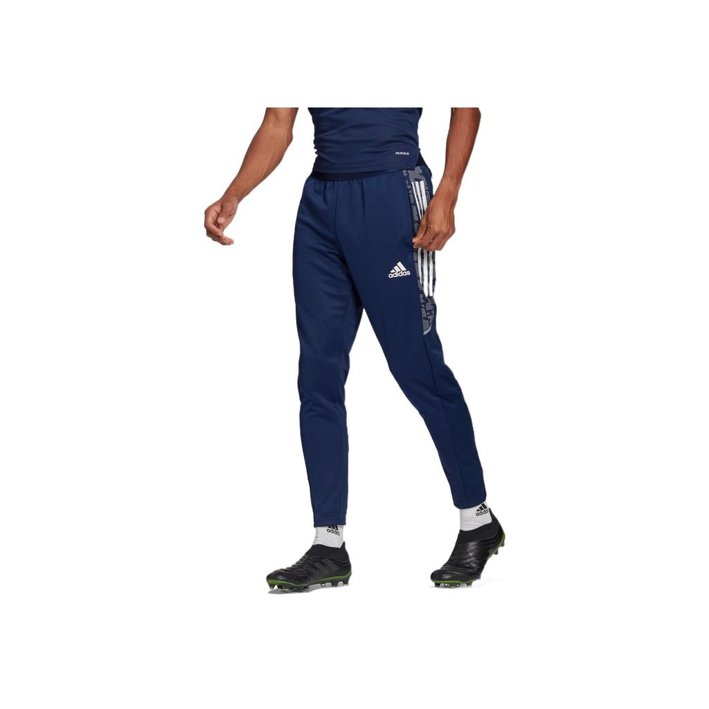 Adidas Solid Color Logo Print Stripe Detail Joggers Men Bottoms Blue GH7134