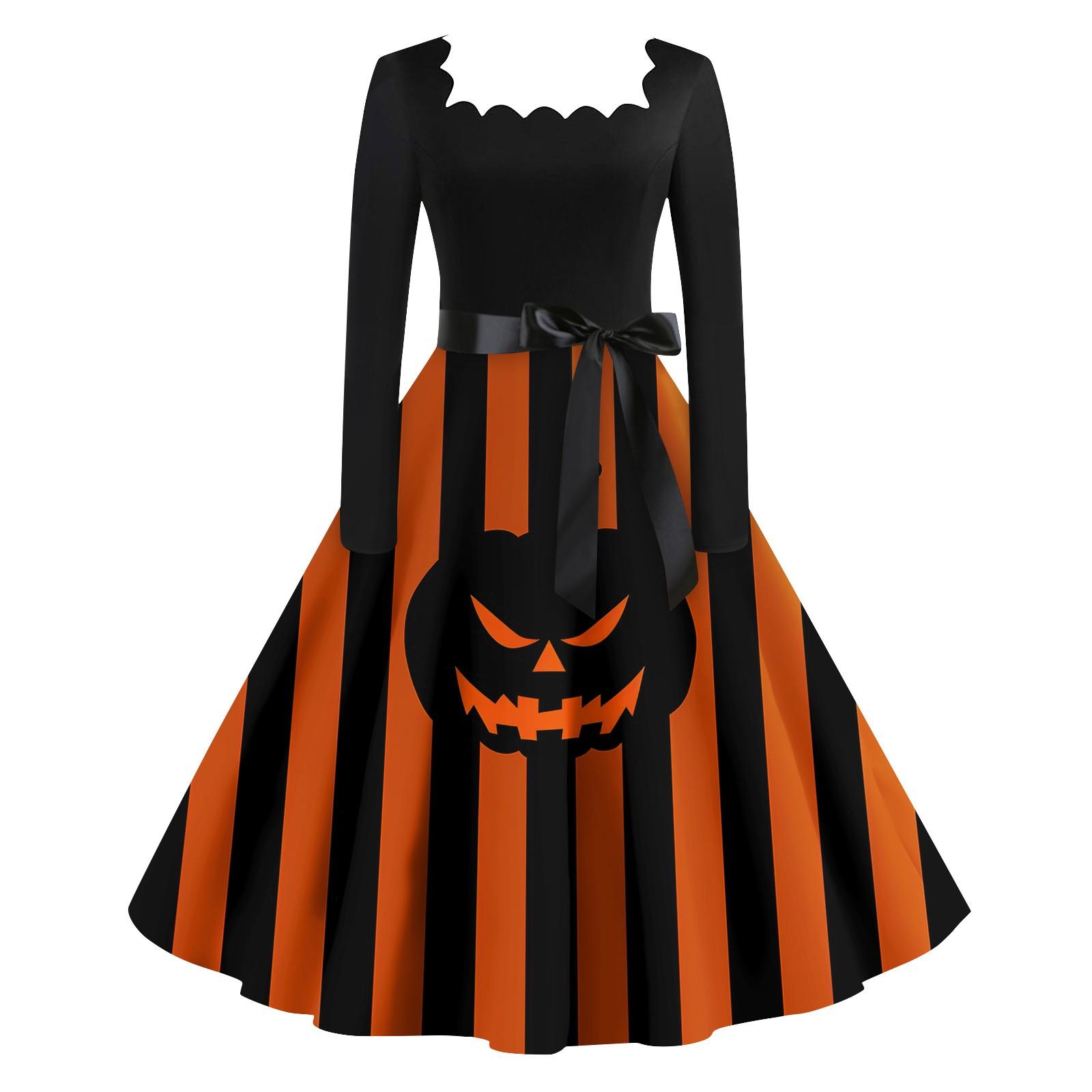 Женское повседневное модное платье в стиле ретро с квадратным вырезом и длинными рукавами — фото 13