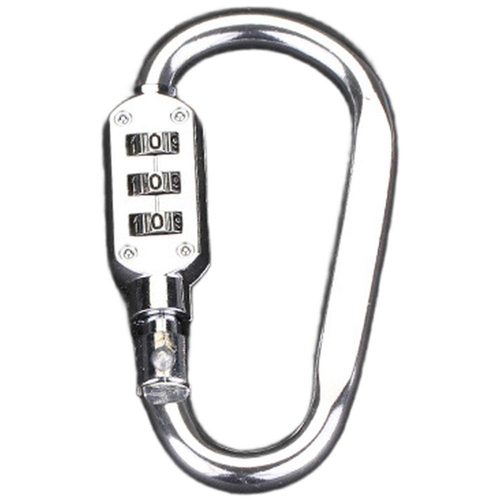 Aluminum Alloy D Shape Carabiner Hook 3 Digit Resettable Password Lock For Travel Backpack Helmet Bike Basket Gym Locker Gear