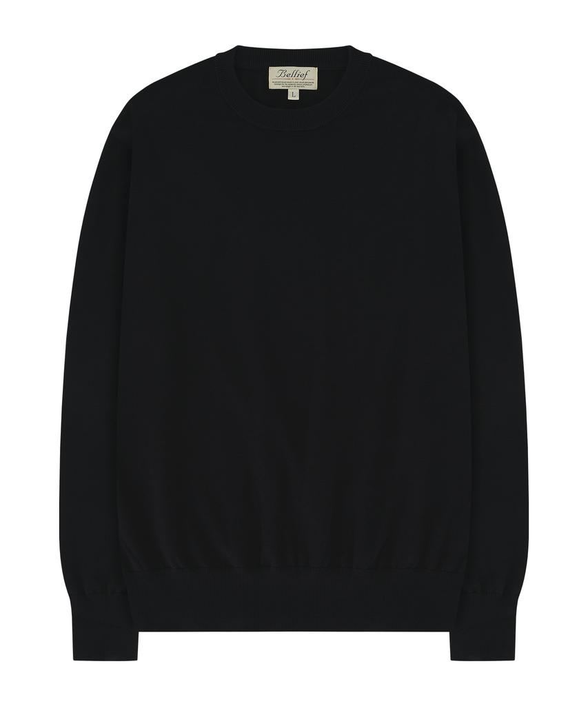 BELLIEF Essential Crew Neck Knit (Black)