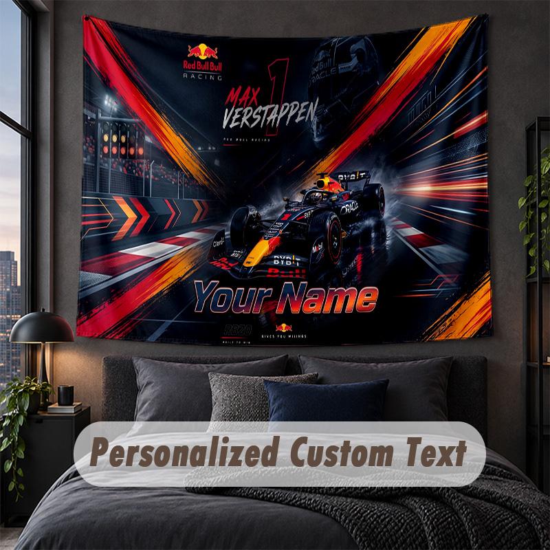 Custom Name Text Tapestry,Max Verstappen Decorative Wall Hanging, Background Tapestry For Home Bedroom