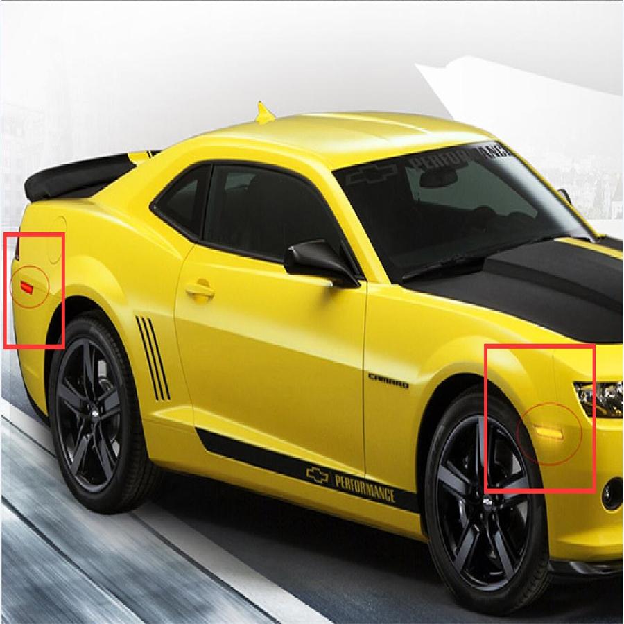 For 2010-2015 Chevy Camaro Signal Light Clear Led Side Marker Front Amber + Rear Red