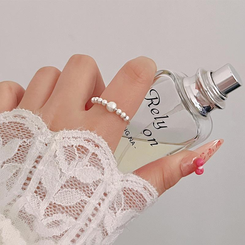 Korean Version Plain Ring Irregular 925 Sterling Silver Versatile Ring Women's Niche Ins Style Design Non-fading Combination Ring