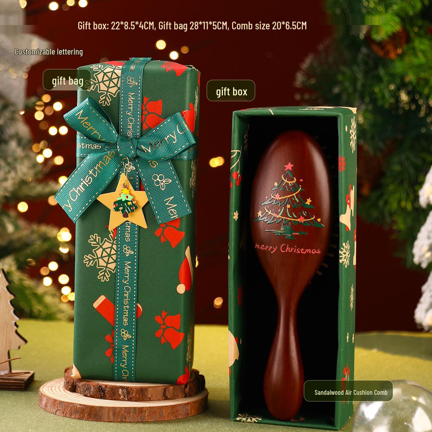 

2025 Sandalwood Comb Gift Box: Perfect Christmas Eve Gift for Female Friends or Employee Souvenirs.