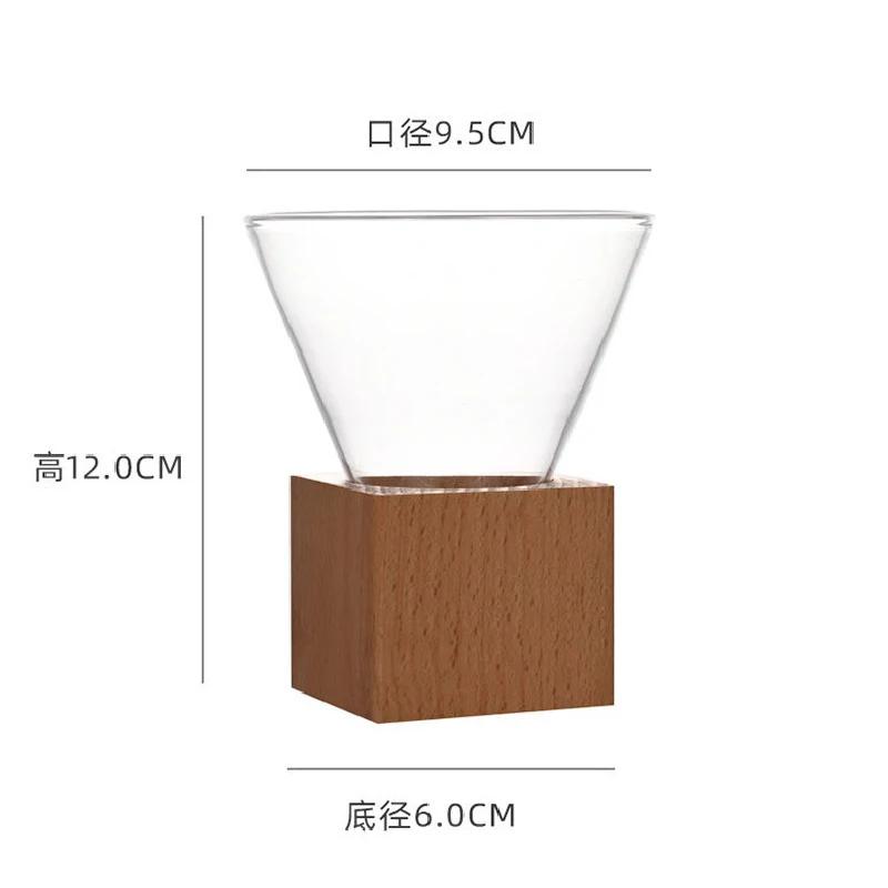 

Tapered Glass Coffee Cup Latte Heat-resistant Transparent Mug Solid Wood Base Household Tea Set Glass Household Drinkware Mugs 200ml