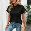 Women's Knit Neck Short Sleeve T-Shirt Color Casual Top