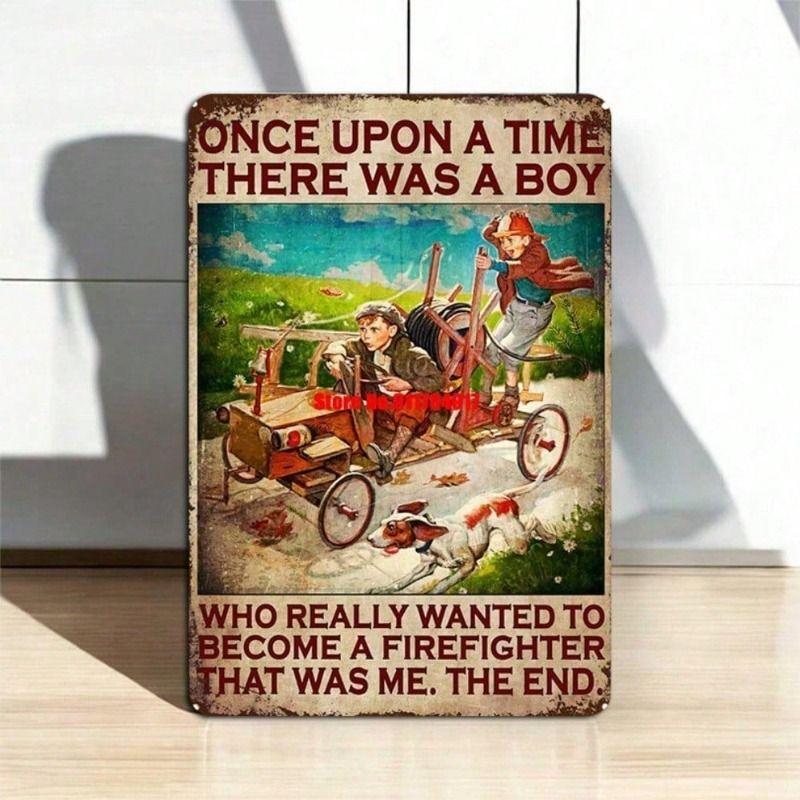 

Metal Wall Art Firefighter Decor Inspirational Gift for Kids Room