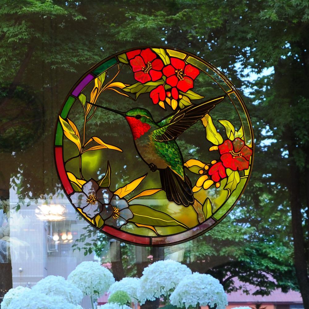 Double-Sided Design Hummingbird Window Decals Reusable Warning Sticker  Dormitory