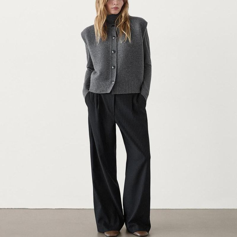 MD Fall and Winter New Gray Gray Lazy Minimalist Suit Knitting Vest Jacket 5664621