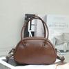 Luxury Women's Small Shoulder Bag Genuine Cowhide Leather Handbag  Girl's Popular and Fashionable Underarm Bowling Purse