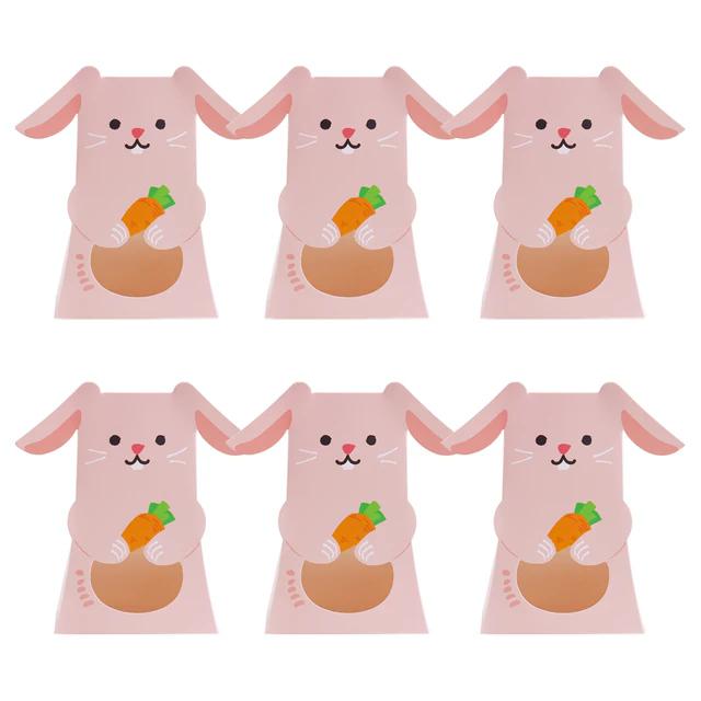 10pcs Cute Bunny Candy Box Pink Rabbit Ear Chocolate Biscuit Gifts Packaging Boxes For Happy Birthday Party Decor