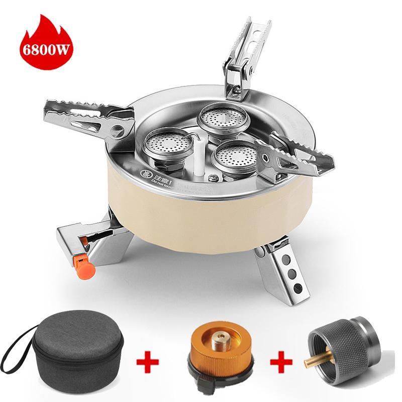 Camping Burner 6800W Big Power Portable Foldable Outdoor Tourist Head Picnic Survive Warm Gas Stove For Hiking Fishing BBQ Stove