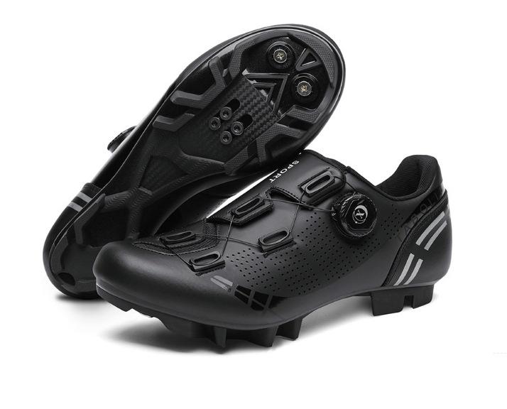 New cycling shoes with locks Double buckle lock shoes Men's and women's road cycling power shoes Hard sole Mountain cycling Rubber sole