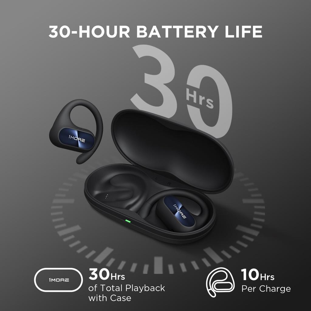 1MORE Fit SE S30 Wireless Lightweight IPX5 Up to 30 Hours of Bluetooth EQ Sports Style Open-Ear Earbuds, (10g), Waterproof, Playtime, 5.3 Compatible,