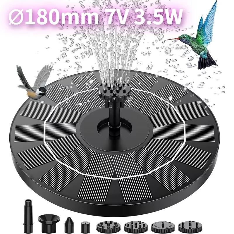 3.5W Solar Bird Bath Water Fountain Pump, with 6 Nozzles DIY Garden Ponds Pool Water Features, Ideal Outdoor Landscape Accessory