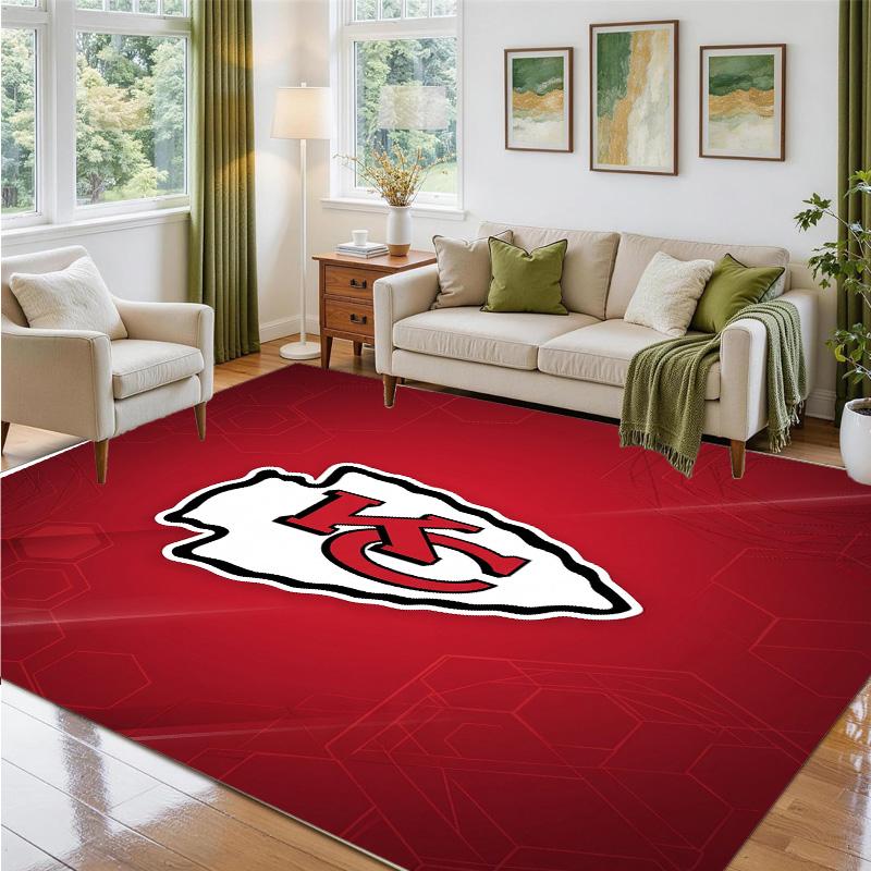 Kansas City Chiefs Design Crystal Velvet Rug Soft Decorative Mat for Bedroom Entrance