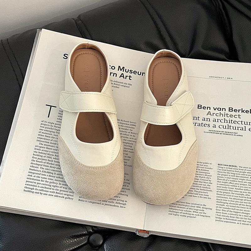 

Velcro retro style sandals girls bag head half slippers summer wear fashion versatile flat bottom cool slippers 40