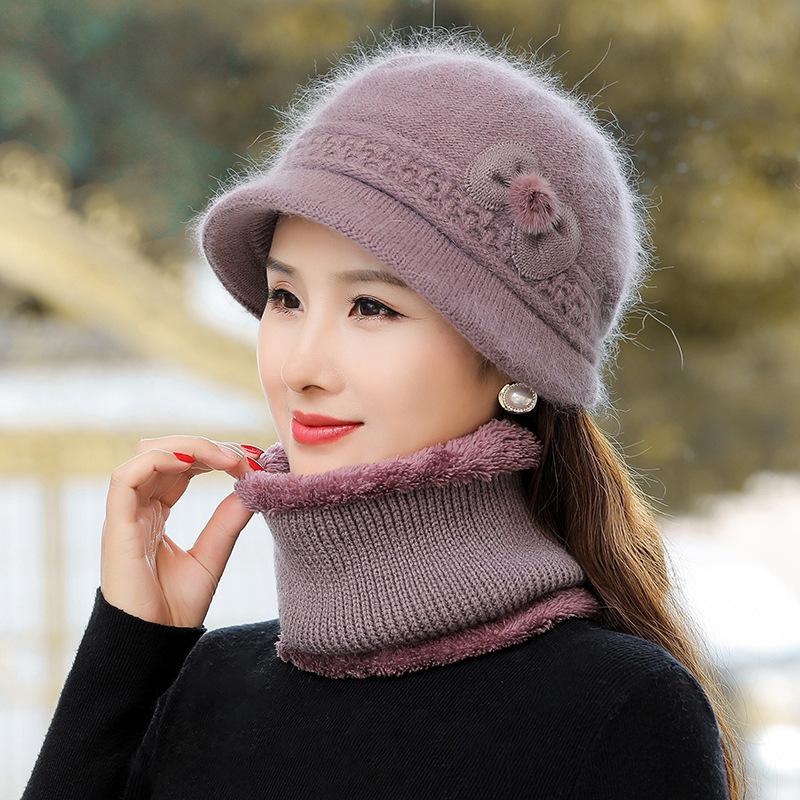 Winter Women's Warm Hat, Knitted Scarf, Woolen Hat