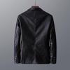 Men's Slim Fit Leather Jacket with Fleece Lining – Korean Style Lapel Suit for Autumn/Winter