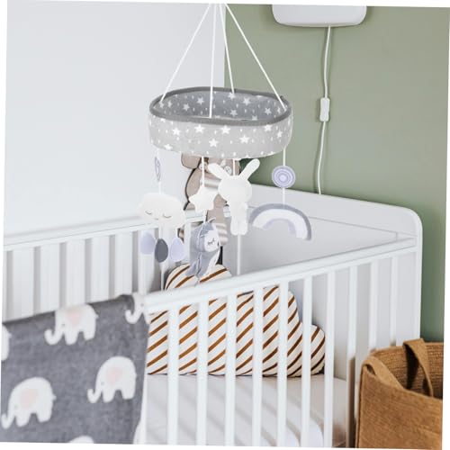 Crib Mobile with Cartoon Clouds Rainbow Rabbits Owl, Baby Nursery Decor, Newborn Soothing Toy, Musical Mobile for Infants
