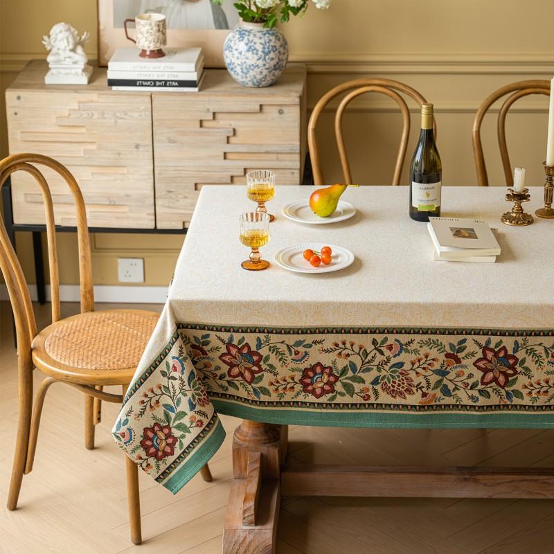 Rustic Farmhouse Tablecloth Cotton Linen Blend Anti-Scratch Table Cover Dining Room Kitchen