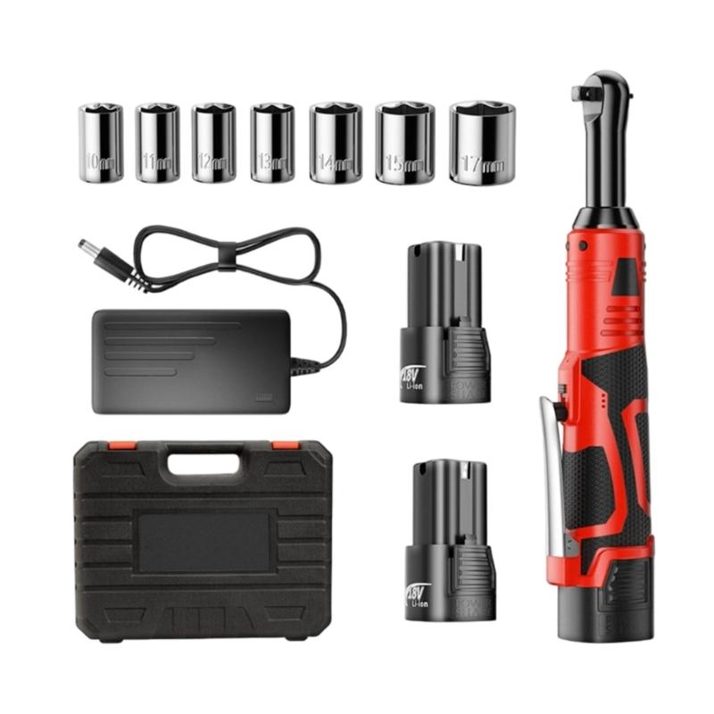 High Torques 90 Degree Pivots Ratchet Wrench Variable Speed Control Rechargeable Battery Comfortable Grip for Mechanical Tasks