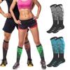 Sports Long Tube Pressure Socks Striped Contrasting Color Breathable Skin-friendly Elastic Fit Running Cycling Leggings Socks
