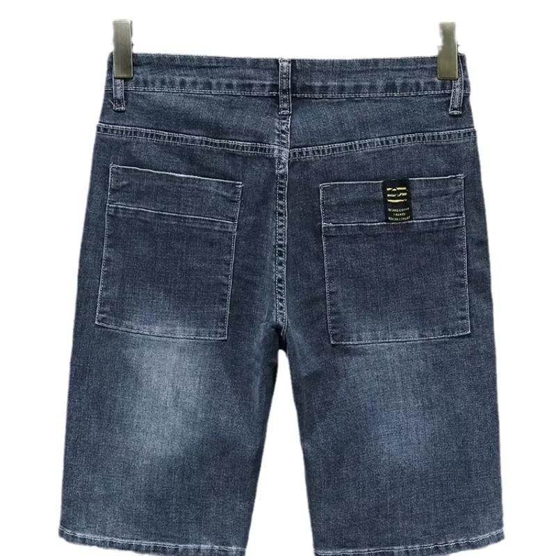 Men's Straight Casual Denim Shorts Simple Solid Color Slim Jeans Comfortable Breathable Bermuda Short Pants Summer