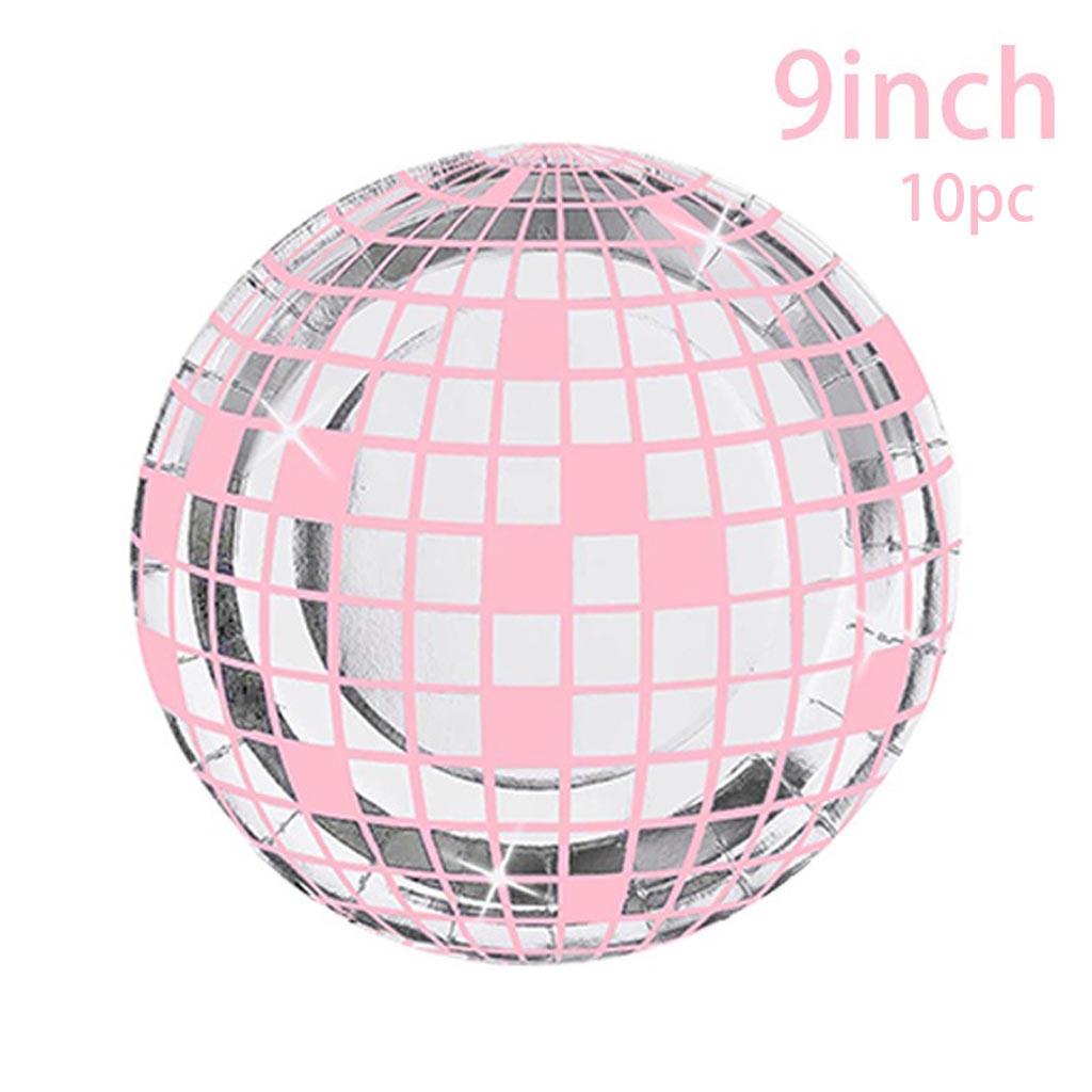 Pink Disco Ball Theme Disposable Tableware Pink Silver Disco Plates Cups Napkins Adults Women Happy Disco Birthday Party Decor