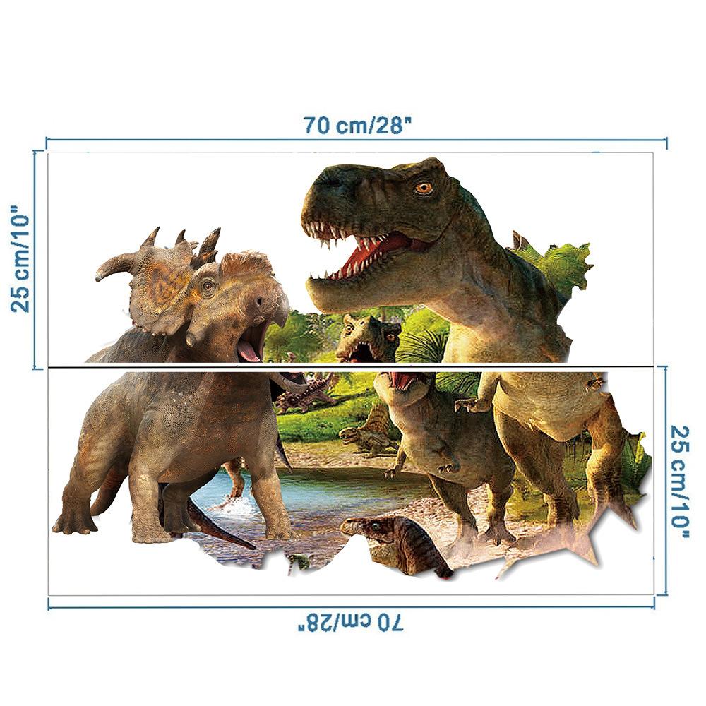 50x70cm Outside the Broken Wall Jurassic Dinosaur 3d Animal Vinyl Stickers Kids Room Decoration Wall Art Decals