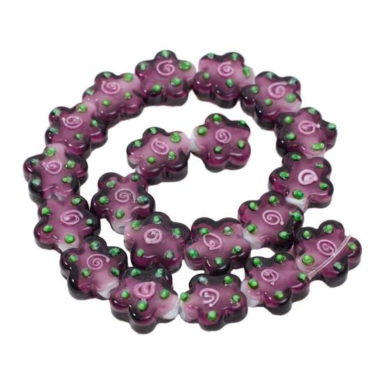 

20 шт. Квіткові скляні намистини для виготовлення прикрас своїми руками Браслети, намиста, сережки, аксесуари Ручної роботи Різнокольорові намистини Матеріали для виготовлення прикрас своїми руками фіолетовий