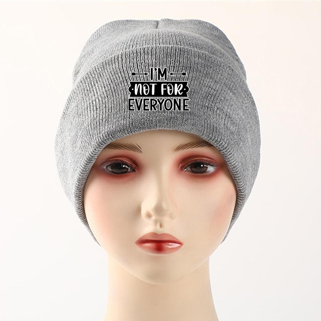 I'M NOT FOR EVERYONE\" Print Knit Cap Beanie, Text Man Cap Cancer Chemo Autumn Unisex Pompom Beanies Knitted Hat Beanie