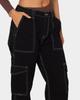 Women's High Waist Cargo Jeans Loose Wide Leg Elastic Back Waist Multi Flap Pocket Vintage Washed Streetwear Casual Denim Pants