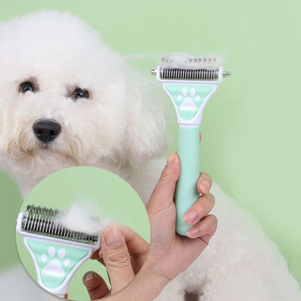 

Plastic Dog Hair Removal Comb Stainless Steel Cat Comb Rake Pet Deshedding Brush for Grooming синий