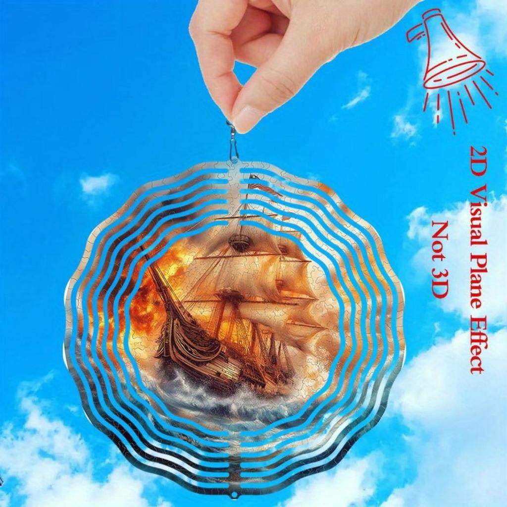 Brennendes Segelboot Windspiel Metall Blasen Design Hängende Dekoration für Innen Außen Garten Terrasse Geschenk für Männer Frauen Herbst Herbst Dekorationen