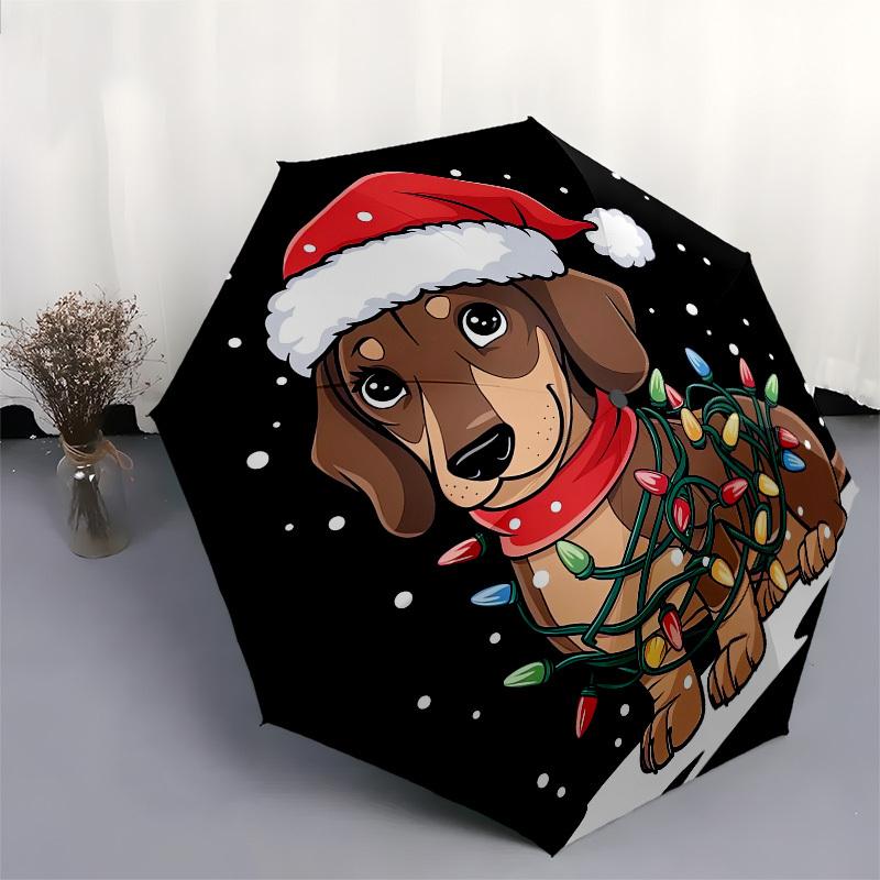 1pc Christmas Dachshund with Lights Umbrella with Plastic Handle,Suitable for All Seasons UmbrellaPT550