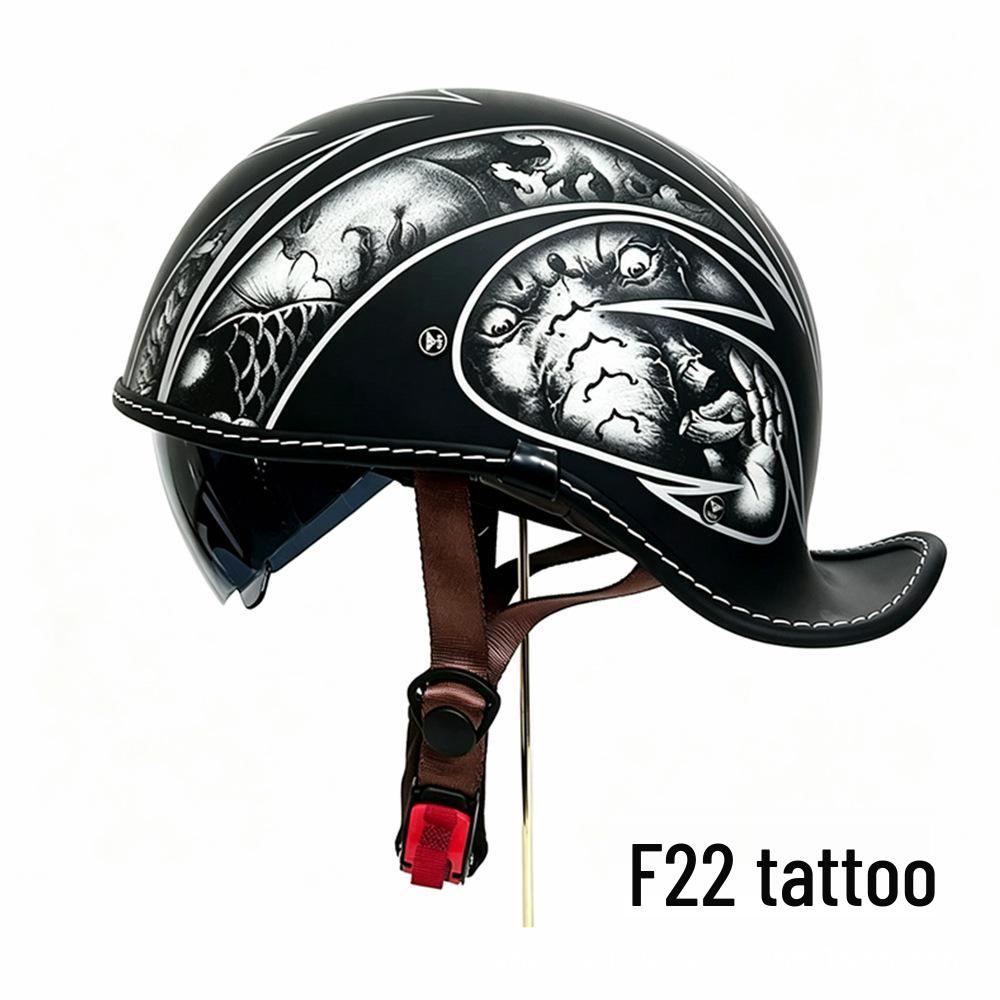 Retro Summer Lightweight Half Helmet with Inner Lens for Men and Women