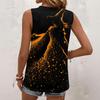 Sleeveless Square Neck Tank Top with Ruffle Detail Halloween Inspired Print Lightweight Casual Summer Blouse for Women