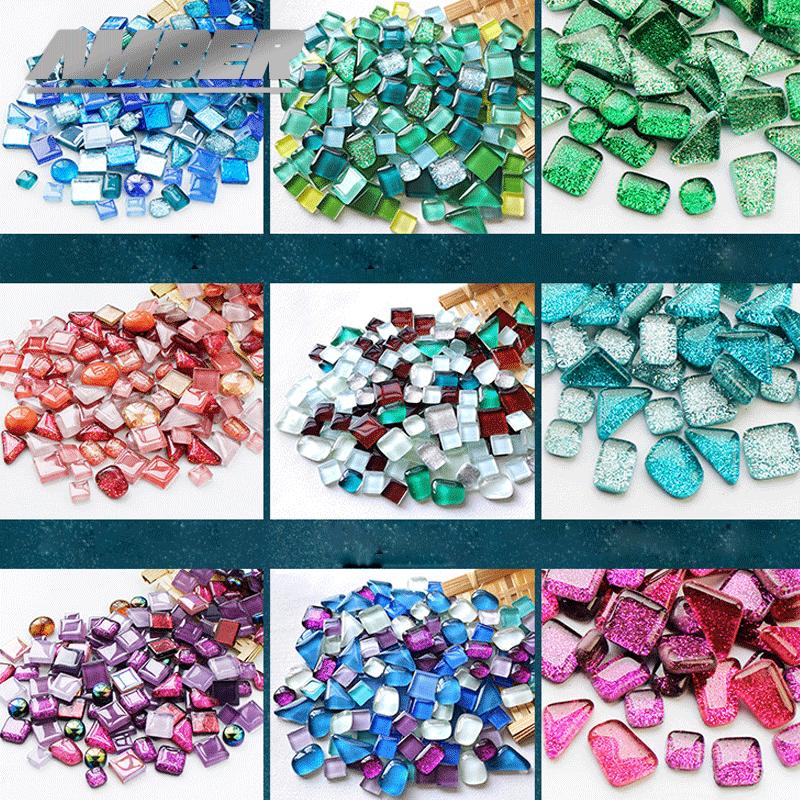 100g Diy Mix Color Glitter Glass Mosaic Stones Mosaic Tiles Glass Pebbles Crafts Material Puzzle For Diy Mosaic Making Arte