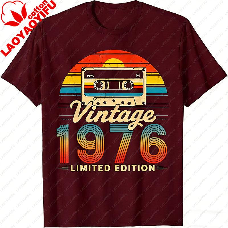 50 Years Old Gifts Vintage Born In 1976 Retro 50th Birthday TShirt Funny  Y2k Clothes Street Fashion Graphic T Shirts Cotton