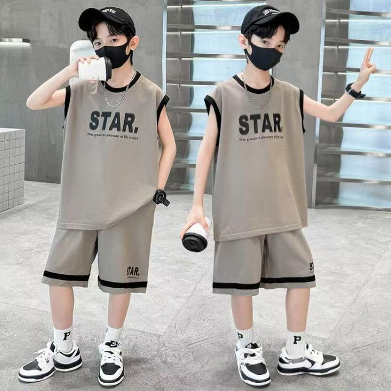 

Красивый жилет для мальчиков 2025 Летний детский комплект без рукавов для отдыха 170cm