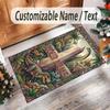 Dinosaur Theme Crystal Velvet Rug Personalized Custom Name Text Soft Floor Mat Home Decor