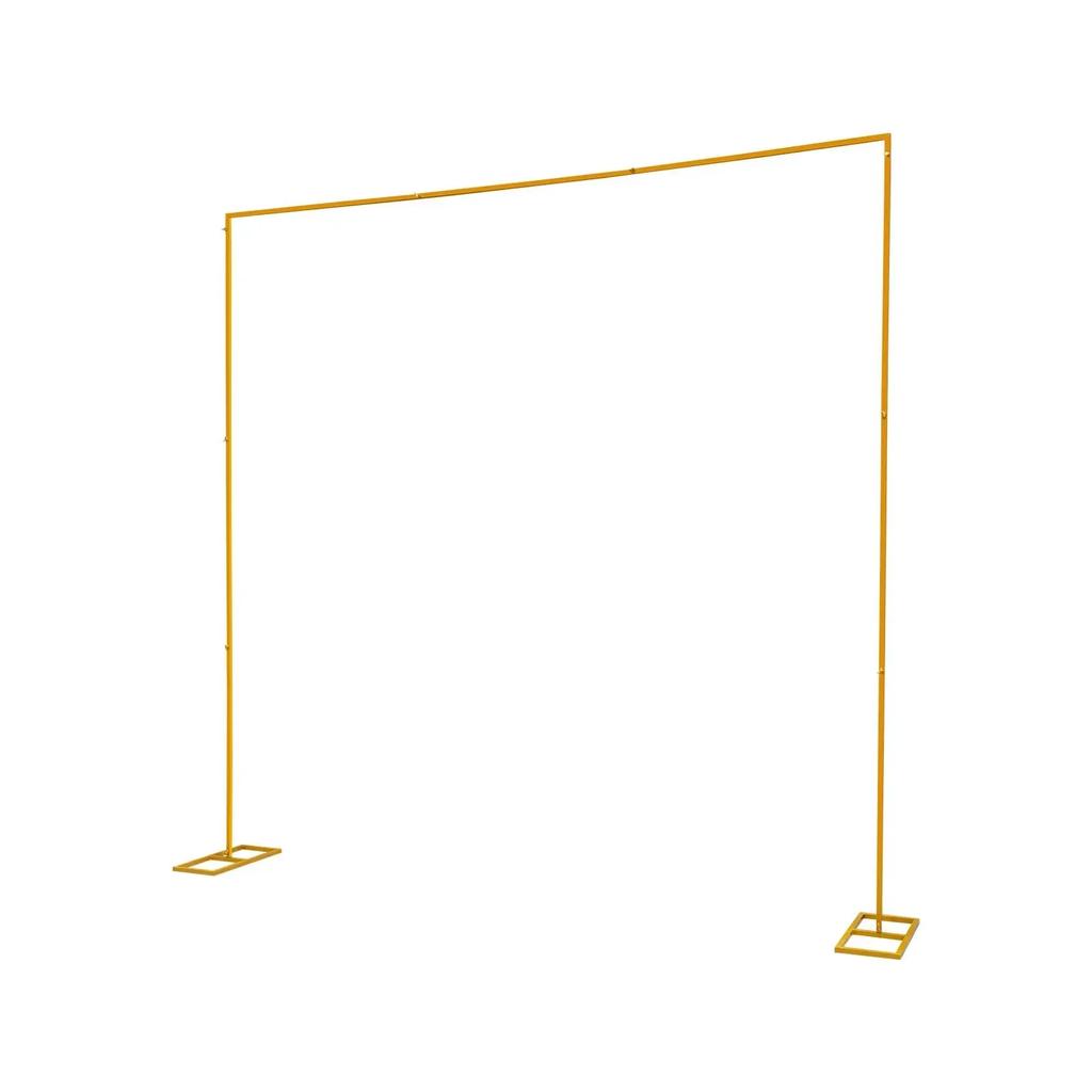 10x10 FT Backdrop Stand Heavy Duty with Base, Gold Wedding Backdrop Pipe Kit Square Metal Balloon Arch Stand Garden Arbor Frame