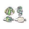 Natural Shell Brooch Pendant 2 In 1, Abalone Shell Marine Animal Brooch Pin for DIY Jewelry Making