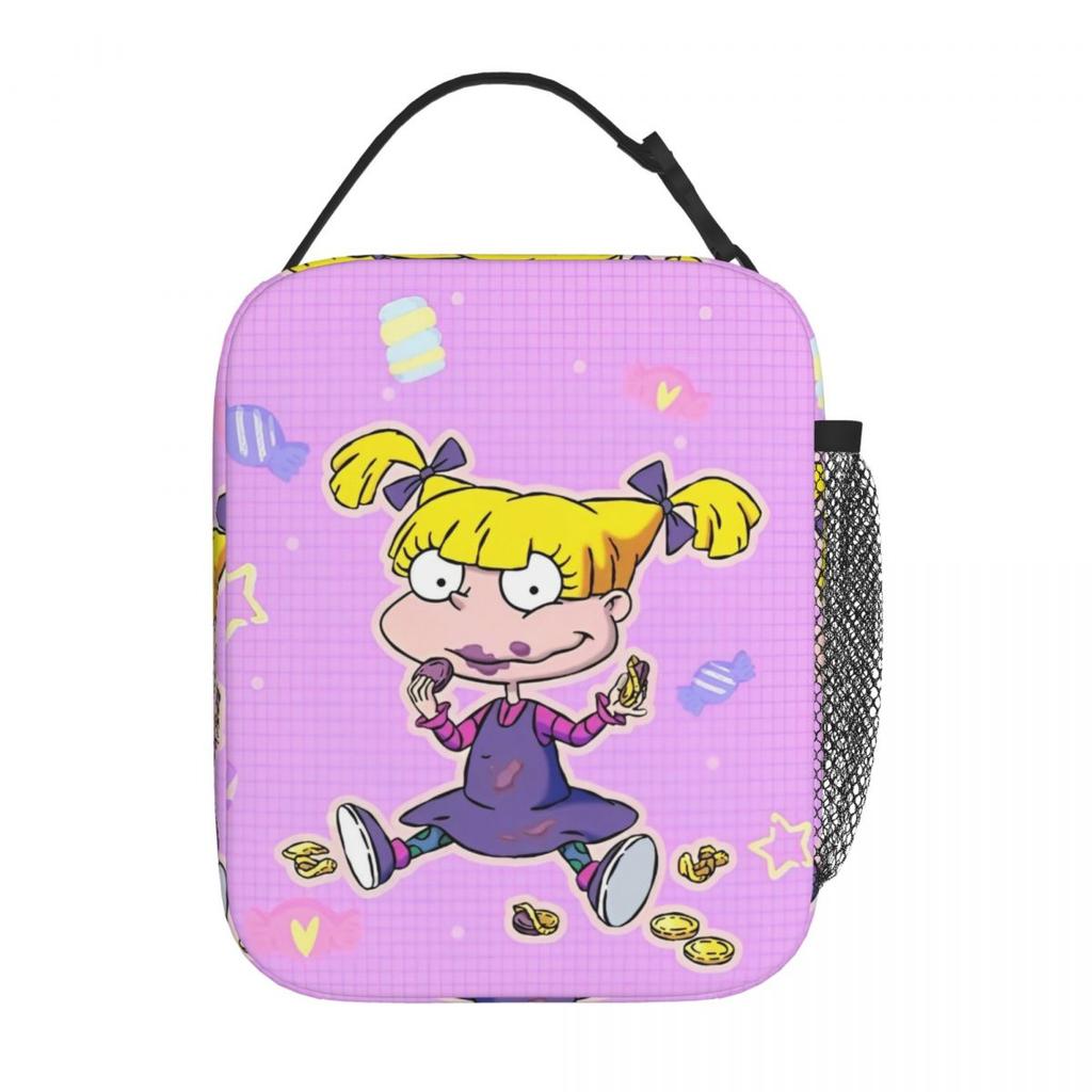R-Rugrat Angelica Insulated Lunch Bag High Capacity Cartoon Reusable Thermal Bag Tote Lunch Box School Picnic Bento Pouch
