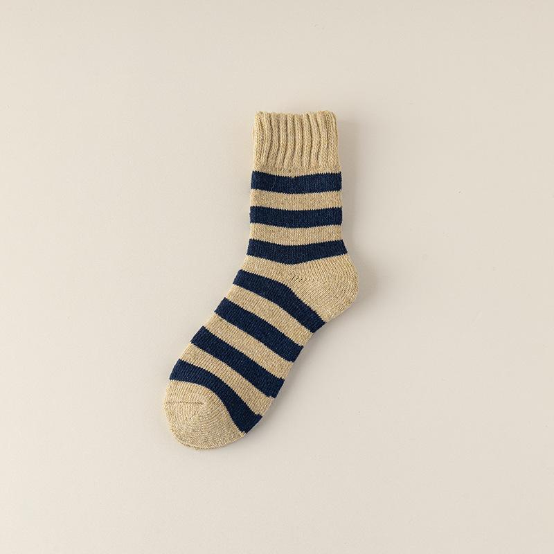 Men's Autumn and Winter Style Plus Velvet and Thick Warm Wool Striped Socks