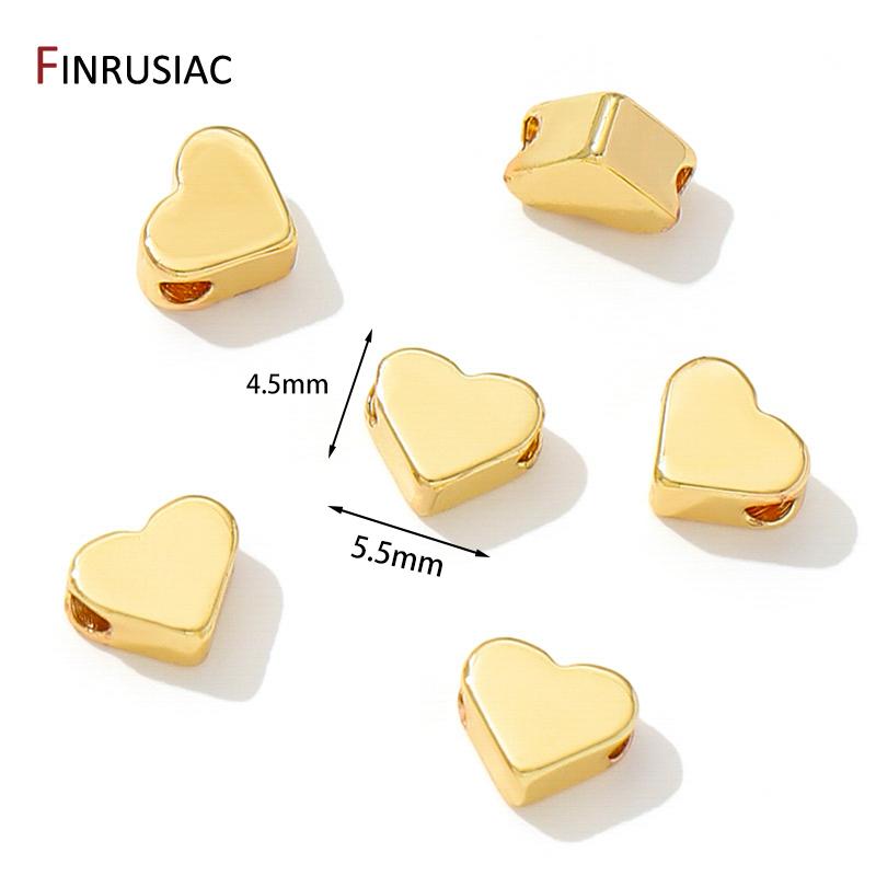 

18K Gold Plated Brass Heart Spacer Beads For Bracelet Making,Separators For Beads,DIY Jewelry Making Supplies 10 pieces
