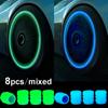 1/4/8pcs  Luminous Car Tire Valve Cap Fluorescent Night Glowing Decor Motorcycle Bike Wheel Nozzle Dustproof Tyre Valve Stem Cap